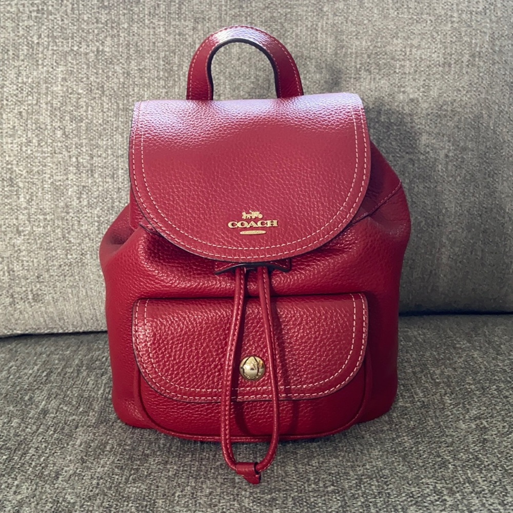 Coach Red Leather Backpack